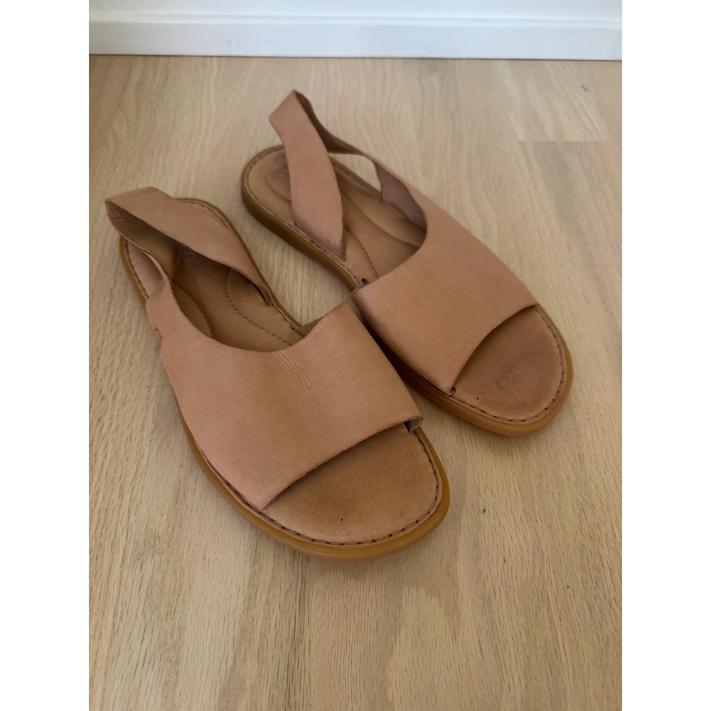Born Womens Inlet Tan Leather Slingback Flat Sandals Size 9M